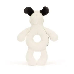 Hot Bashful Black & Cream Puppy Ring Rattle