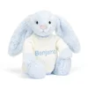 Hot Bashful Blue Bunny with Personalised Cream Jumper