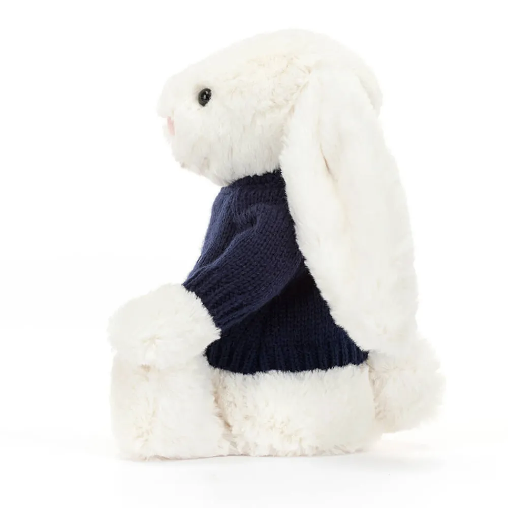 Outlet Bashful Cream Bunny with Personalised Navy Jumper