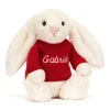 Outlet Bashful Cream Bunny with Personalised Red Jumper