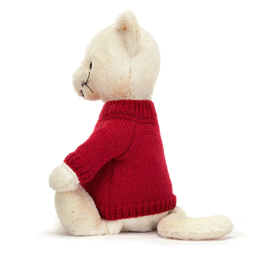 Hot Bashful Cream Kitten with Personalised Red Jumper