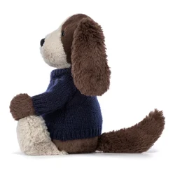 Best Bashful Fudge Puppy with Personalised Navy Jumper