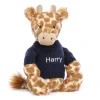 Clearance Bashful Giraffe with Personalised Navy Jumper