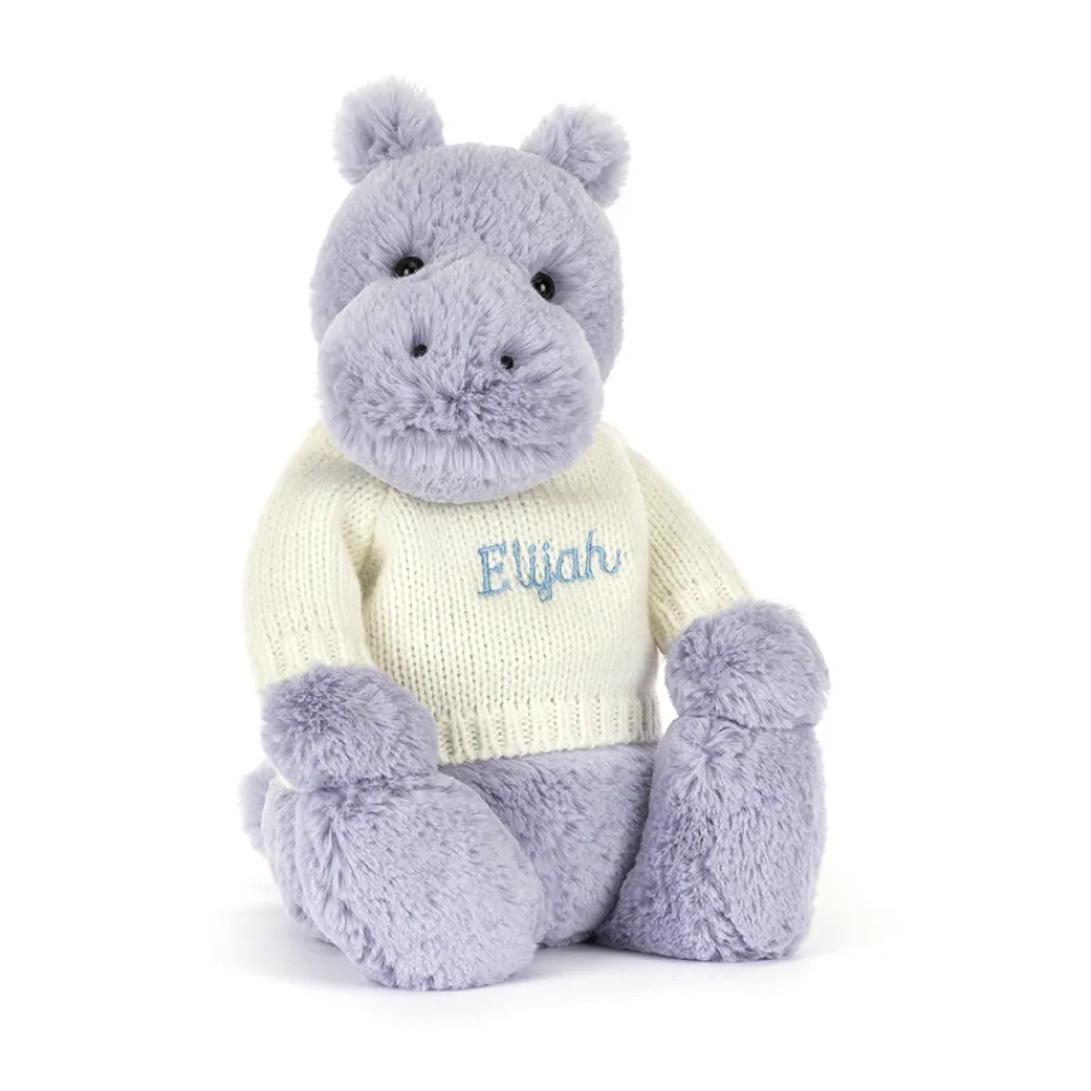 New Bashful Hippo with Personalised Cream Jumper