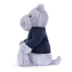 Best Bashful Hippo with Personalised Navy Jumper