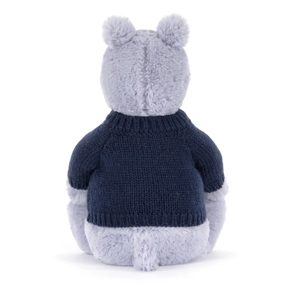 Best Bashful Hippo with Personalised Navy Jumper