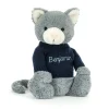 Online Bashful Kitten with Personalised Navy Jumper