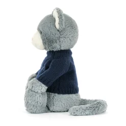 Online Bashful Kitten with Personalised Navy Jumper