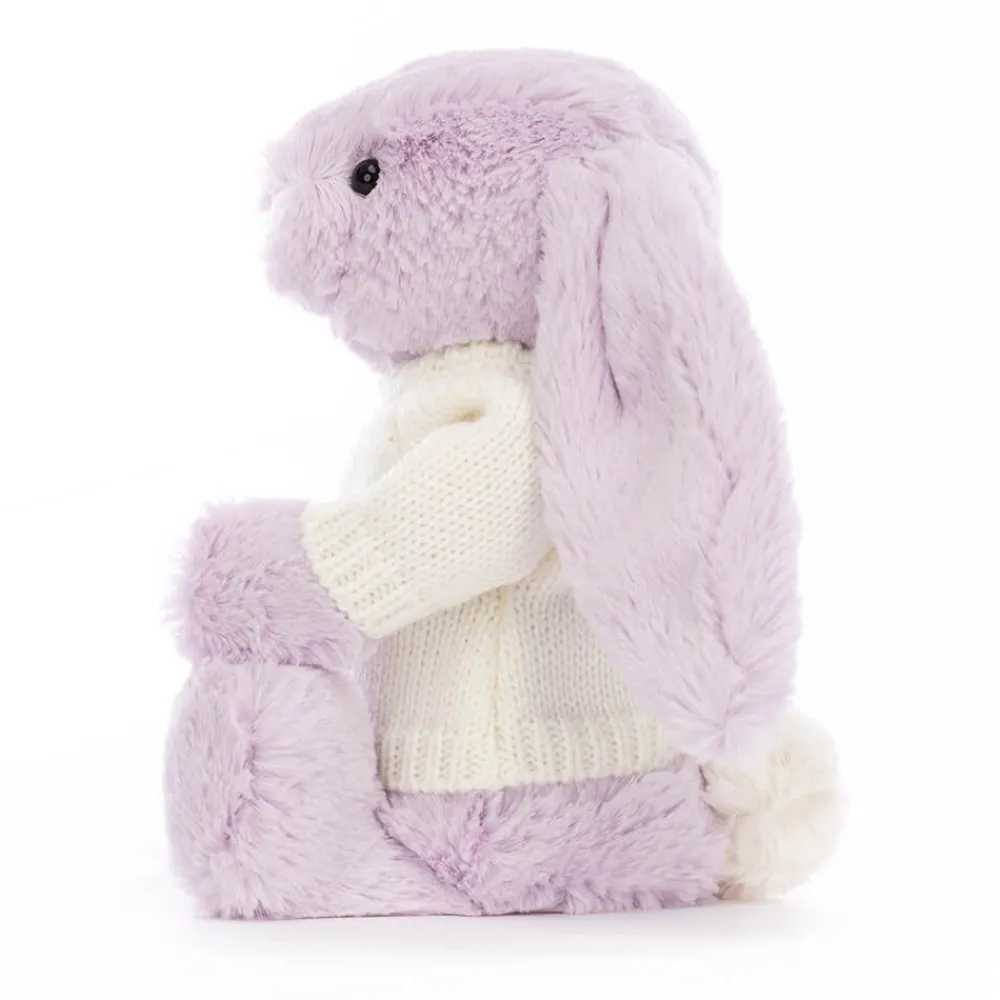New Bashful Lilac Bunny with Personalised Cream Jumper