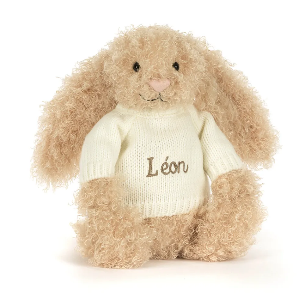 Sale Bashful Luxe Bunny Curly with Personalised Cream Jumper