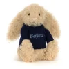 Online Bashful Luxe Bunny Curly with Personalised Navy Jumper