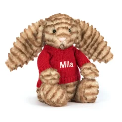 Online Bashful Luxe Bunny Juniper with Personalised Red Jumper