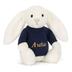 Discount Bashful Luxe Bunny Luna with Personalised Navy Jumper