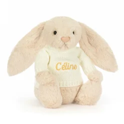 Outlet Bashful Luxe Bunny Willow with Personalised Cream Jumper