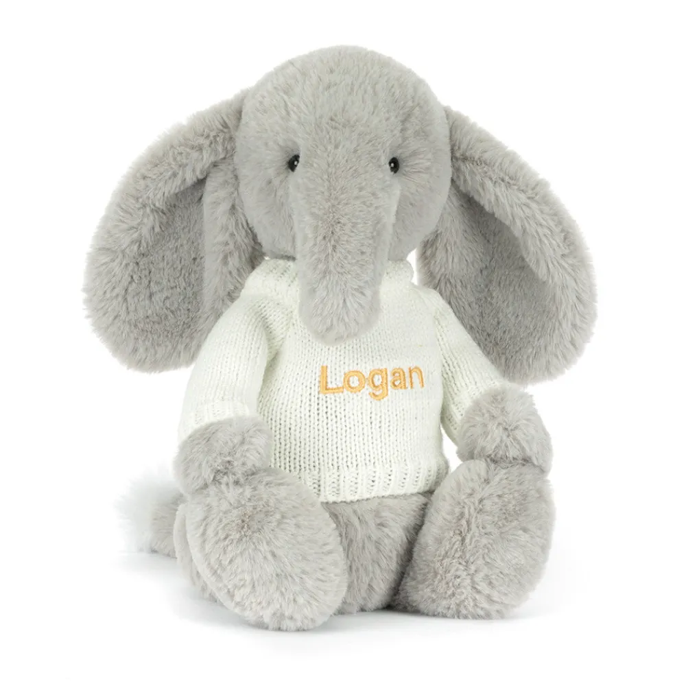 Clearance Bashful Luxe Elephant Thuddeus with Personalised Cream Jumper