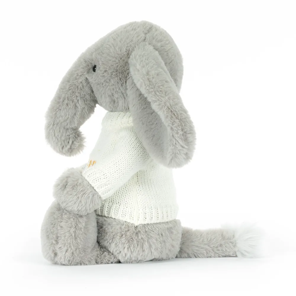 Clearance Bashful Luxe Elephant Thuddeus with Personalised Cream Jumper