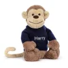 Best Bashful Monkey with Personalised Navy Jumper