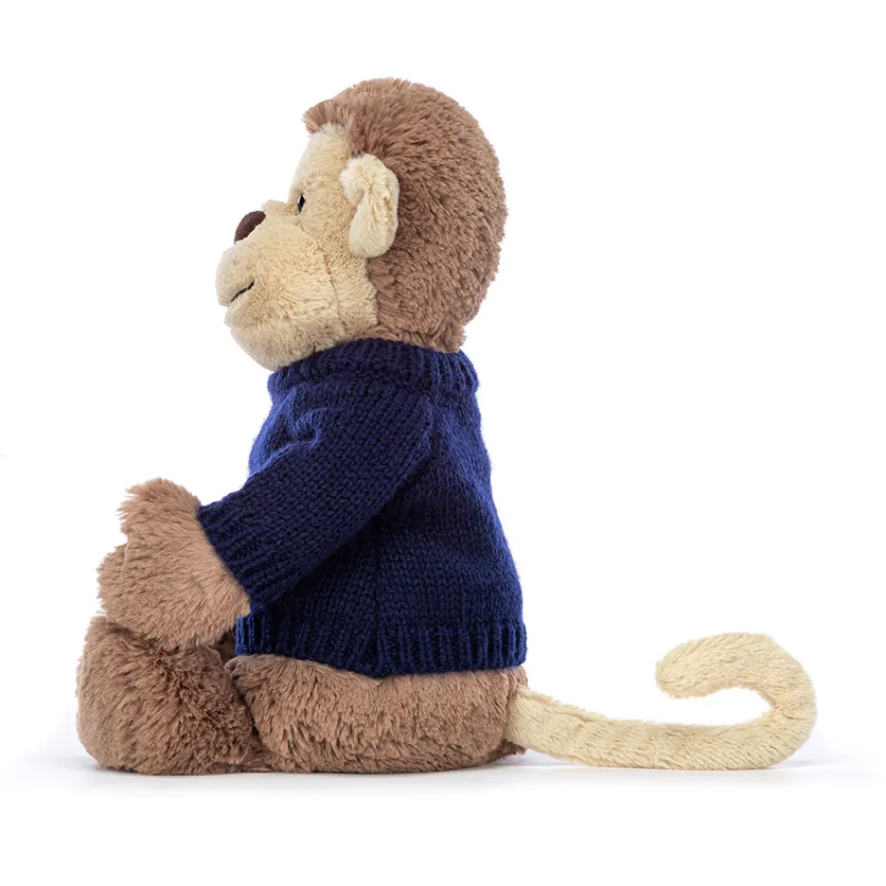 Best Bashful Monkey with Personalised Navy Jumper