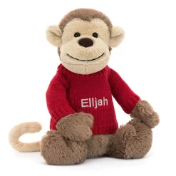 Clearance Bashful Monkey with Personalised Red Jumper