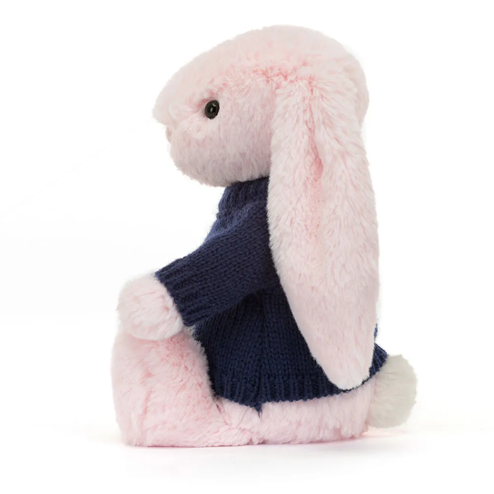 Outlet Bashful Pink Bunny with Personalised Navy Jumper