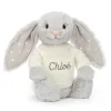 Discount Bashful Shimmer Bunny with Personalised Cream Jumper