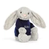 Discount Bashful Shimmer Bunny with Personalised Navy Jumper