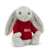 Outlet Bashful Shimmer Bunny with Personalised Red Jumper