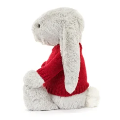 Sale Bashful Silver Bunny with Personalised Red Jumper