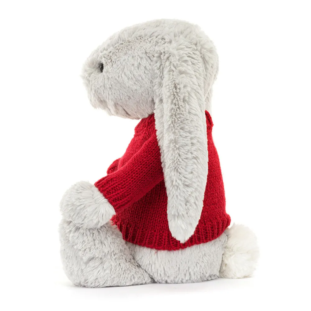 Sale Bashful Silver Bunny with Personalised Red Jumper