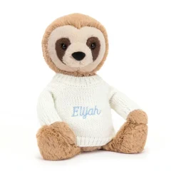 Sale Bashful Sloth with Personalised Cream Jumper