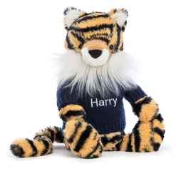 Online Bashful Tiger with Personalised Navy Jumper