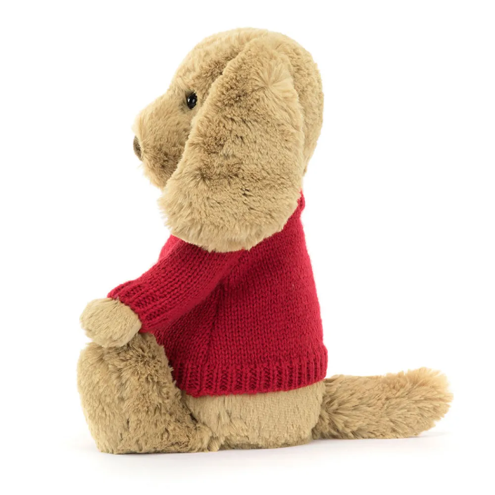 Sale Bashful Toffee Puppy with Personalised Red Jumper