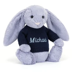 Clearance Bashful Viola Bunny with Personalised Navy Jumper