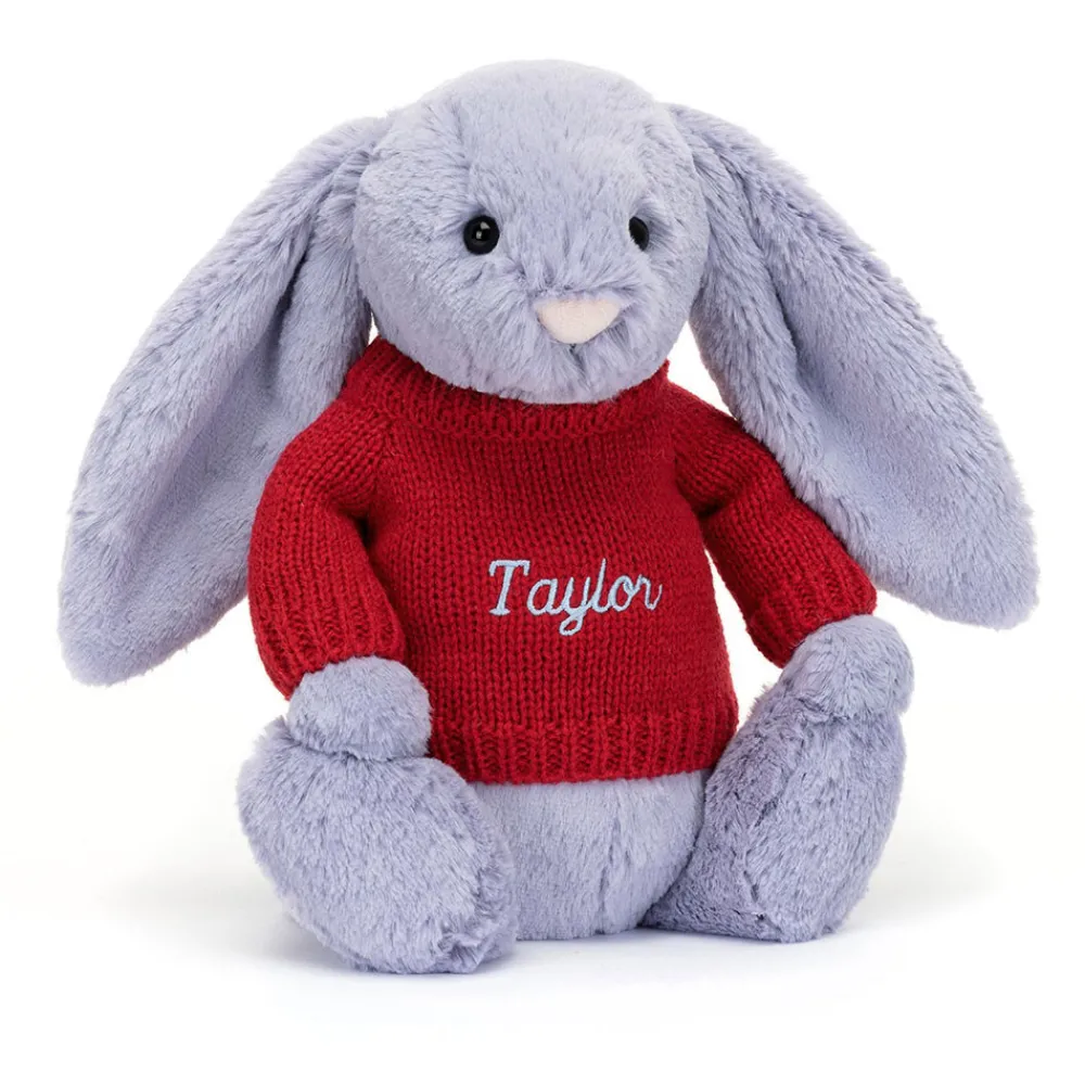 Online Bashful Viola Bunny with Personalised Red Jumper