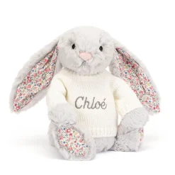 New Blossom Silver Bunny with Personalised Cream Jumper