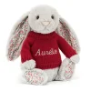 Best Blossom Silver Bunny with Personalised Red Jumper